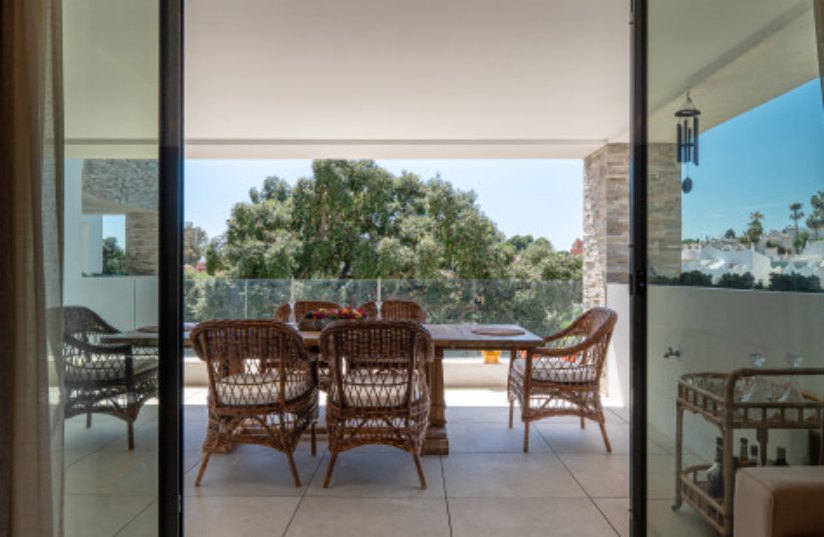 Private terrace with golf and greenery views
